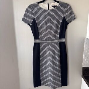 EUC, J. Crew Navy and White Dress, Size 2